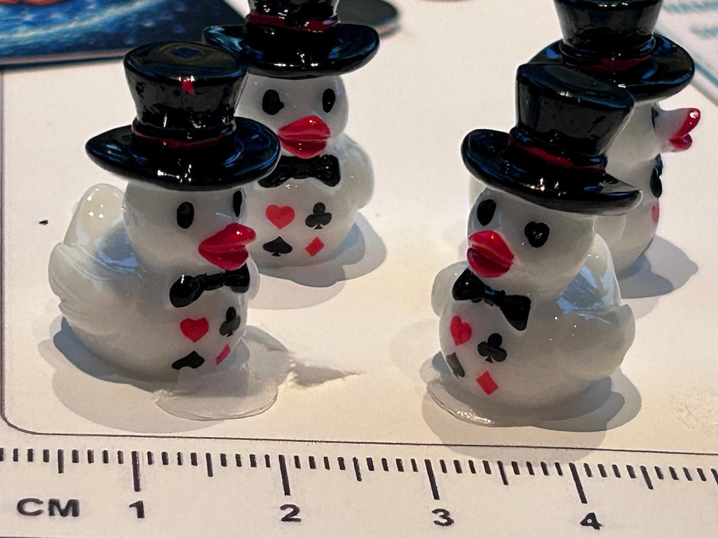 Set of 5, Casino Themed Mini Resin Ducks, Magnetic or Non-Magnetic, Optional Personalized Duck Hiding Tags