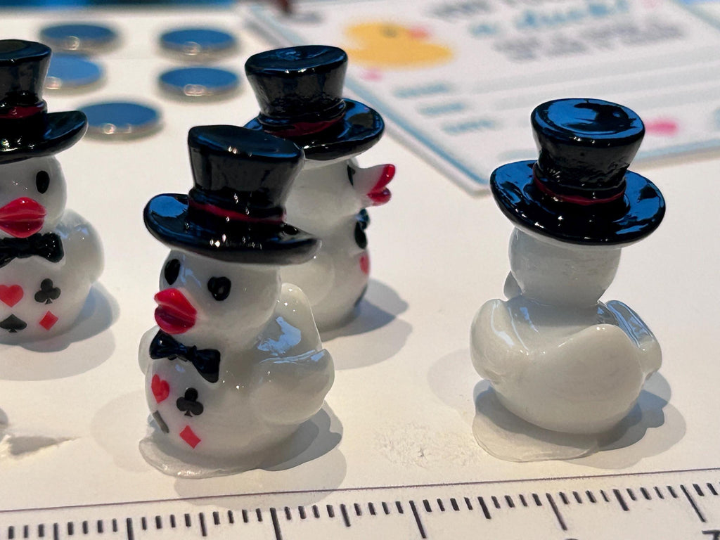 Set of 5, Casino Themed Mini Resin Ducks, Magnetic or Non-Magnetic, Optional Personalized Duck Hiding Tags