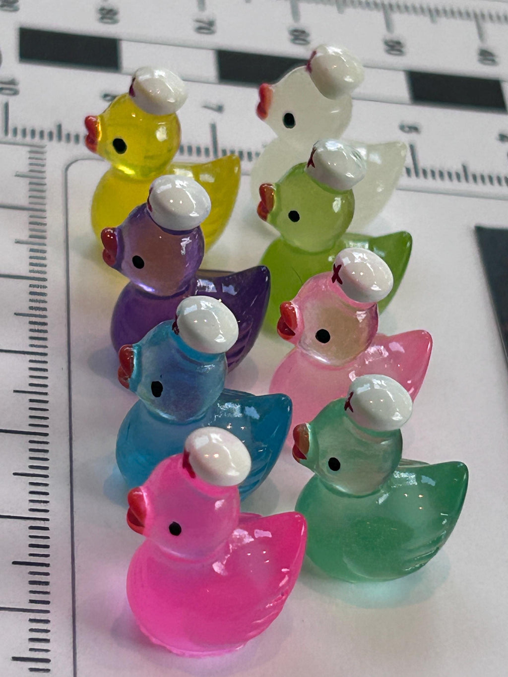Set of 8, Glow-in-the-Dark Nurse Themed Mini Resin Ducks, Magnetic or Non-Magnetic, Optional Personalized Duck Hiding Tags