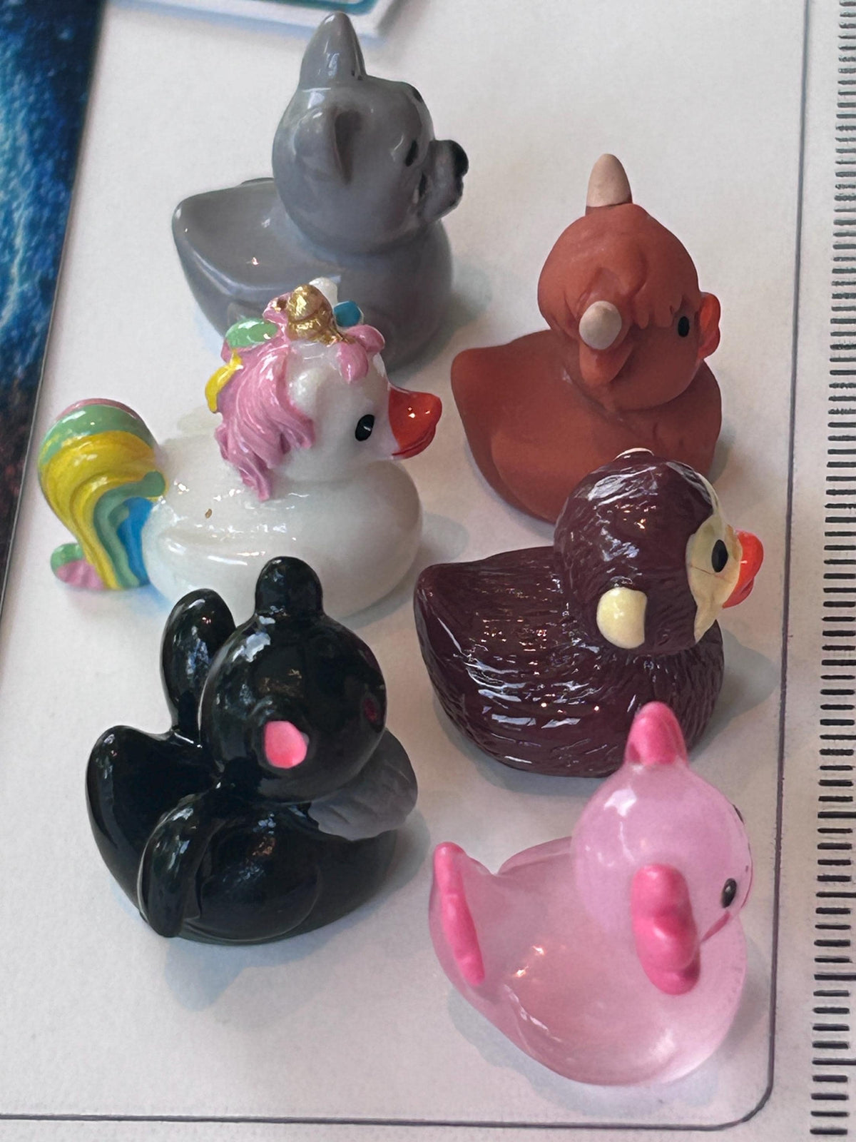 Set of 6, Novelty Animal Themed Mini Resin Ducks, Magnetic or Non-Magnetic, Optional Personalized Duck Hiding Tags