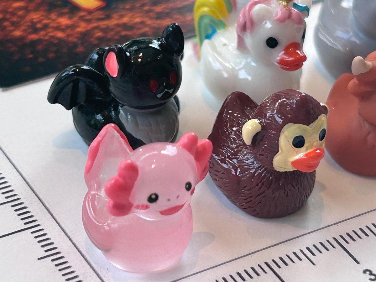 Set of 6, Novelty Animal Themed Mini Resin Ducks, Magnetic or Non-Magnetic, Optional Personalized Duck Hiding Tags