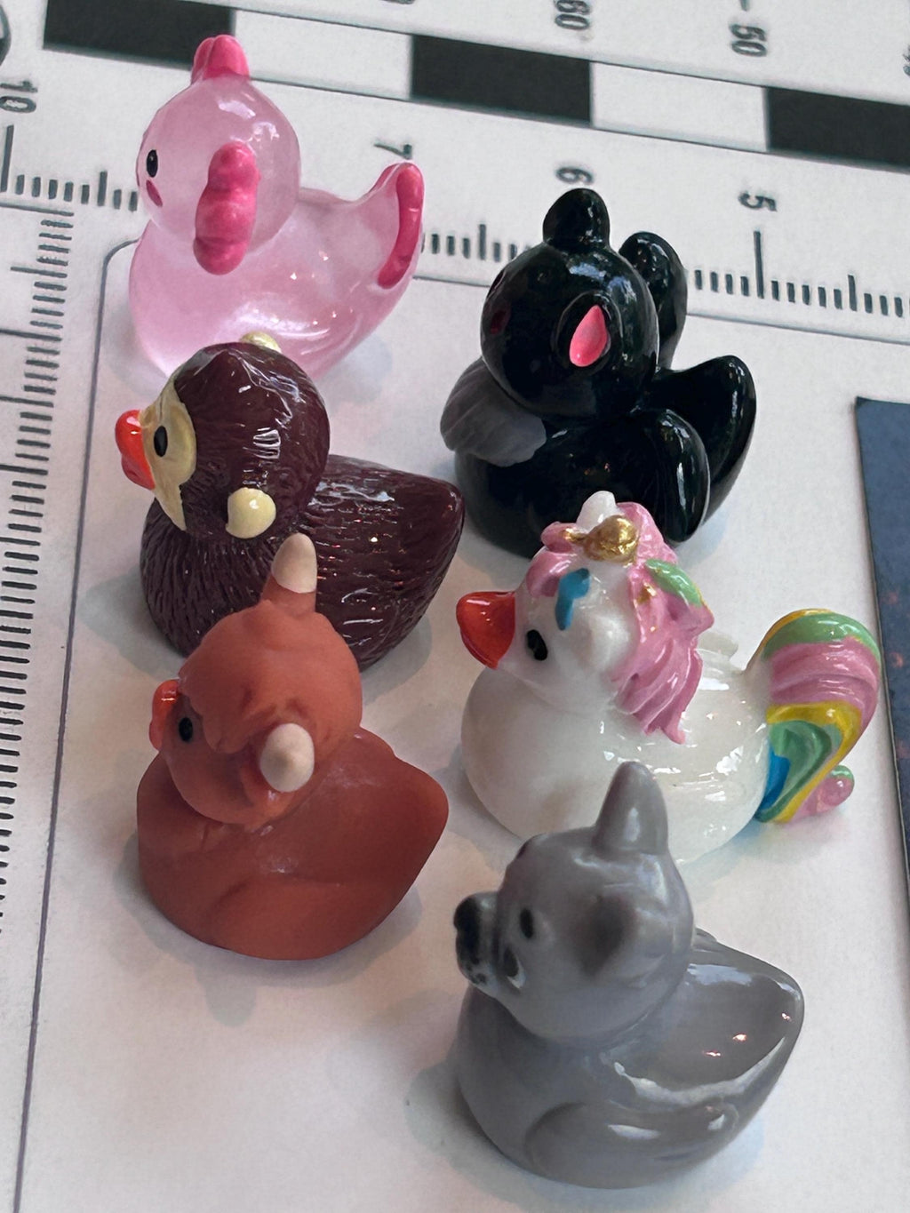 Set of 6, Novelty Animal Themed Mini Resin Ducks, Magnetic or Non-Magnetic, Optional Personalized Duck Hiding Tags