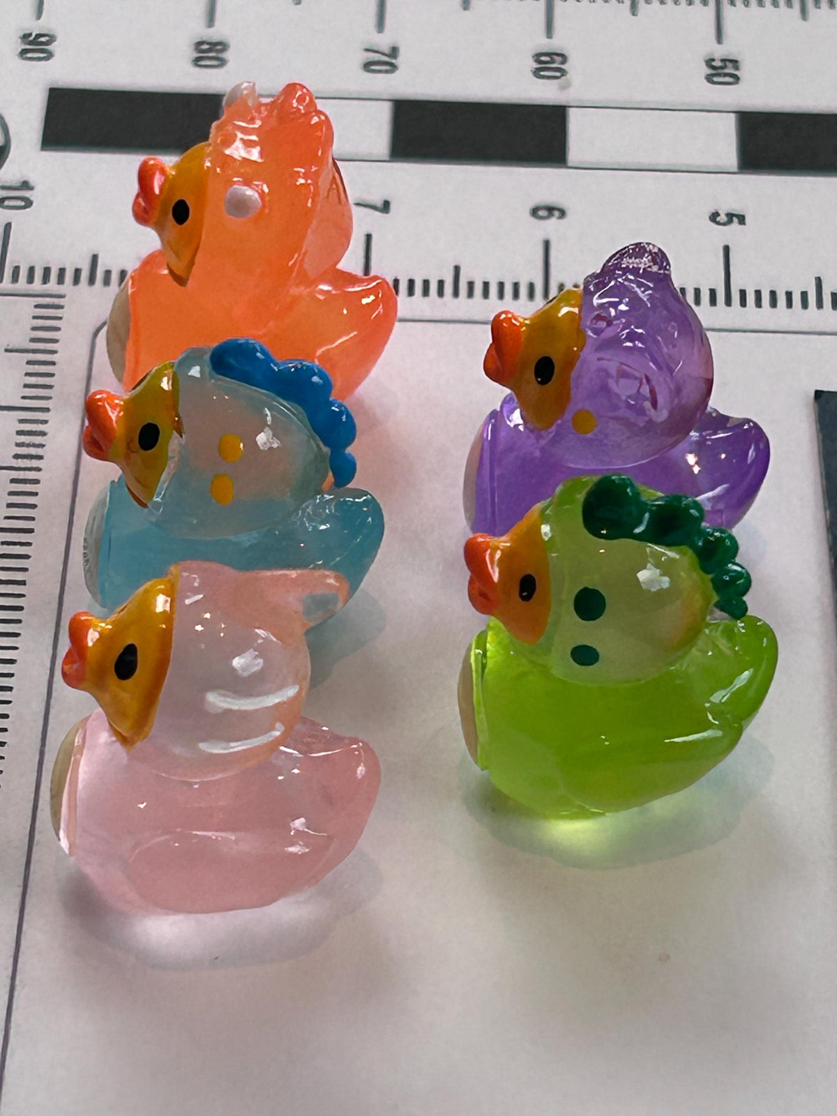Set of 5, Glow-in-the-Dark Dinosaur Themed Mini Resin Ducks, Magnetic or Non-Magnetic, Optional Personalized Duck Hiding Tags