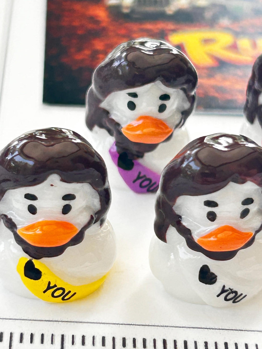 Set of 5, Religious Jesus Themed Mini Resin Ducks, Magnetic or Non-Magnetic, Optional Personalized Duck Hiding Tags