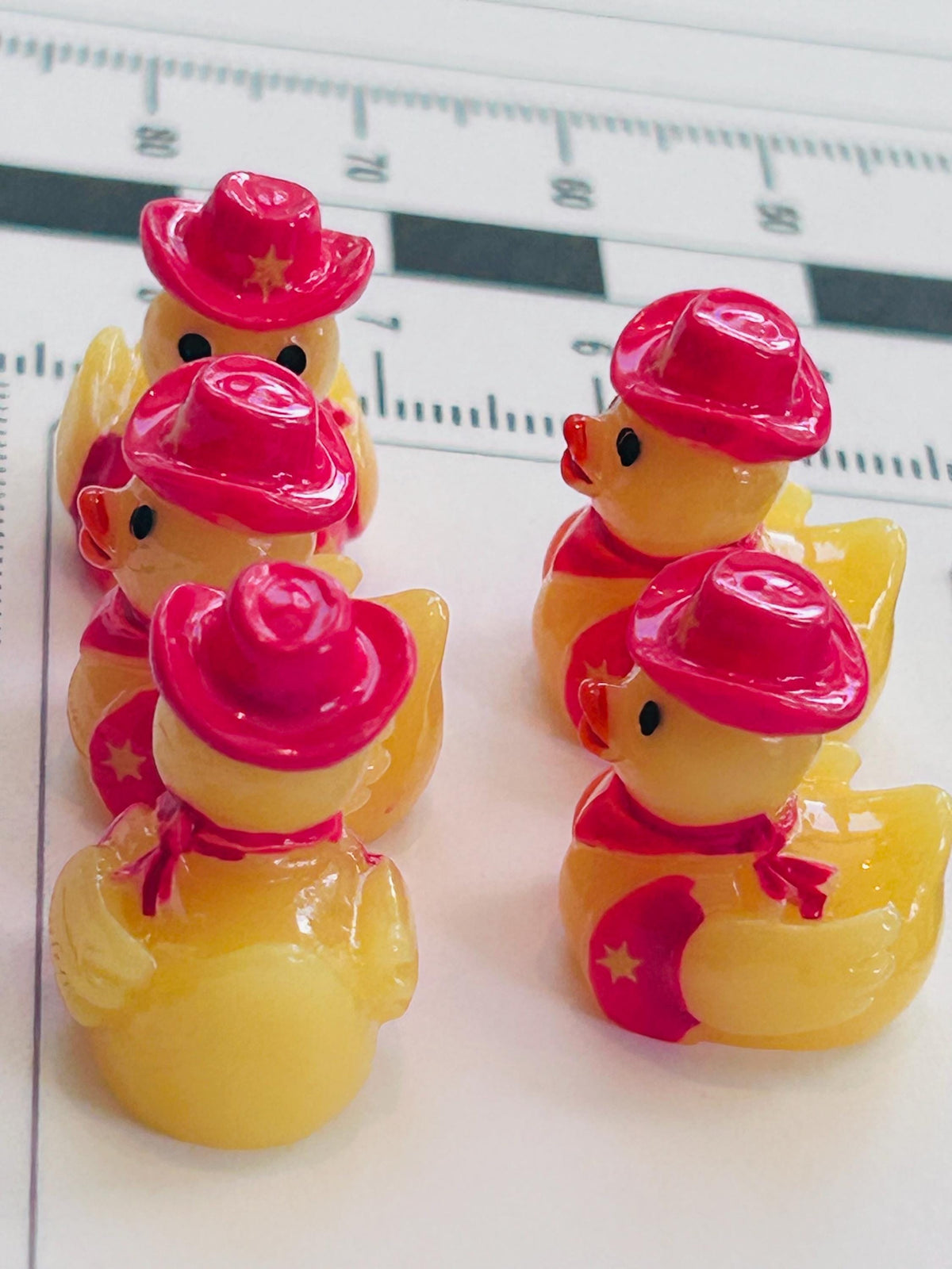 Set of 5, Pink Cowgirl Themed Mini Resin Ducks, Magnetic or Non-Magnetic, Optional Personalized Duck Hiding Tags