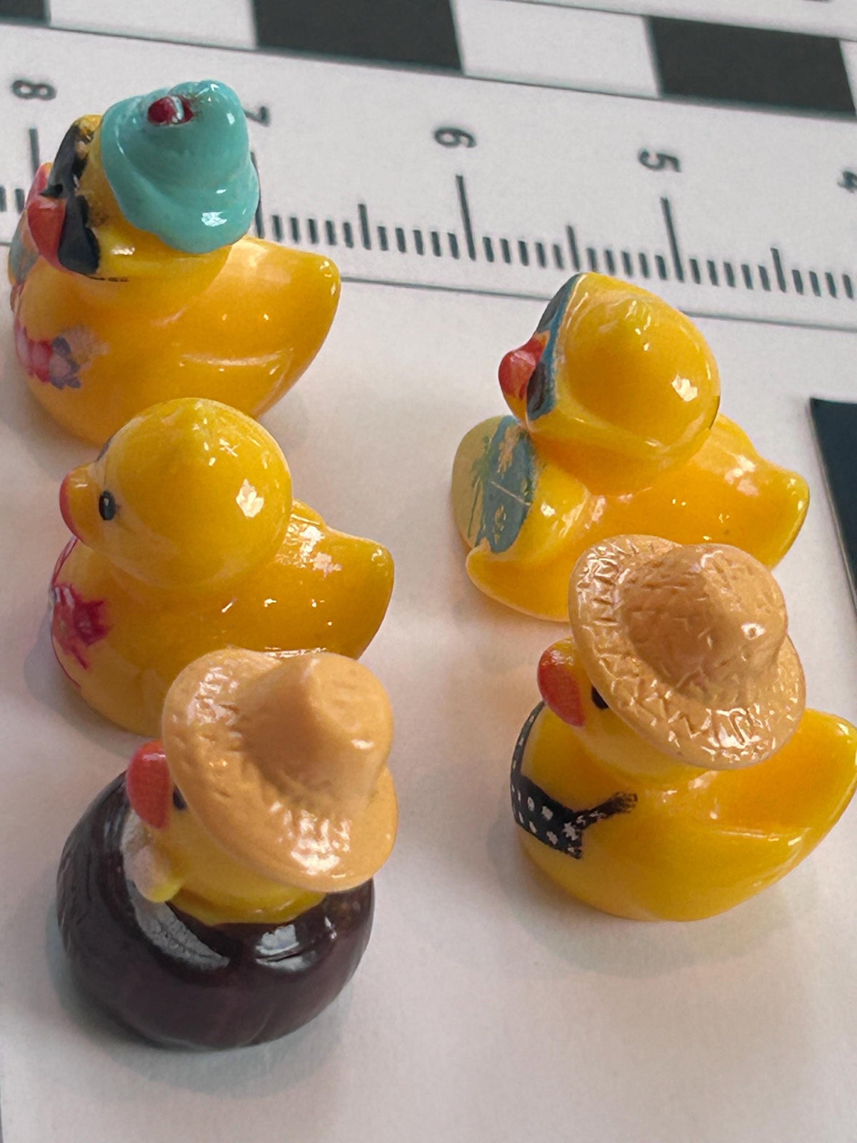 Set of 5, Vacation Time Fun Themed Mini Resin Ducks, Magnetic or Non-Magnetic, Optional Personalized Duck Hiding Tags