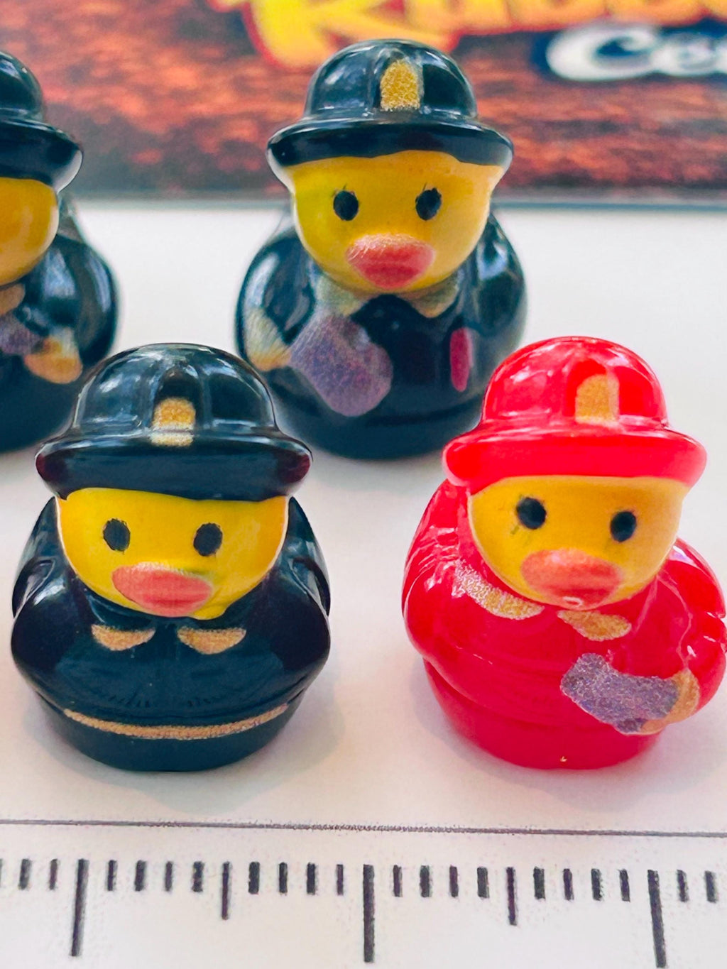 Set of 5, Fireman Themed Mini Resin Ducks, Magnetic or Non-Magnetic, Optional Personalized Duck Hiding Tags
