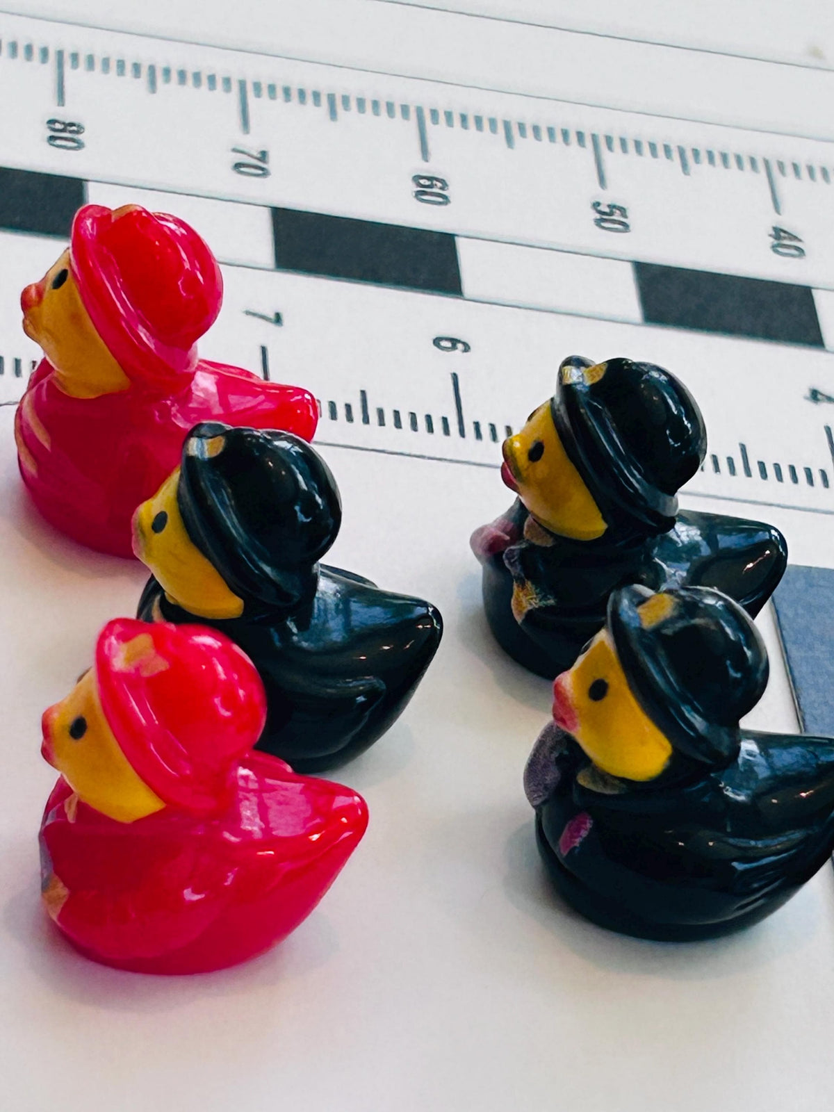 Set of 5, Fireman Themed Mini Resin Ducks, Magnetic or Non-Magnetic, Optional Personalized Duck Hiding Tags