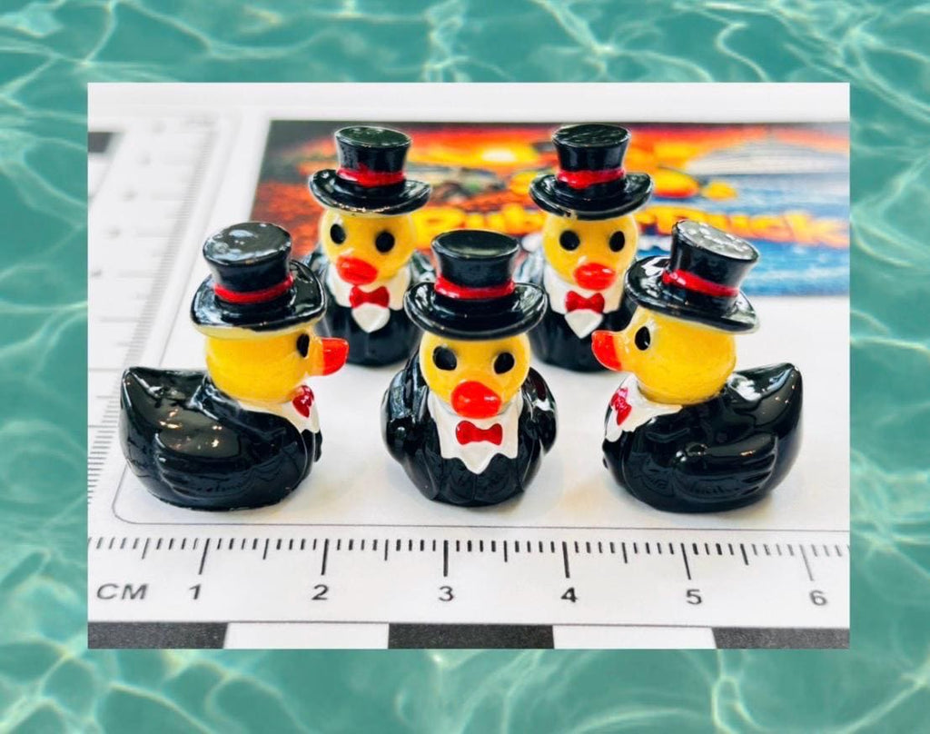 Set of 5, A Perfect Gentleman Themed Mini Resin Ducks, Magnetic or Non-Magnetic, Optional Personalized Duck Hiding Tags