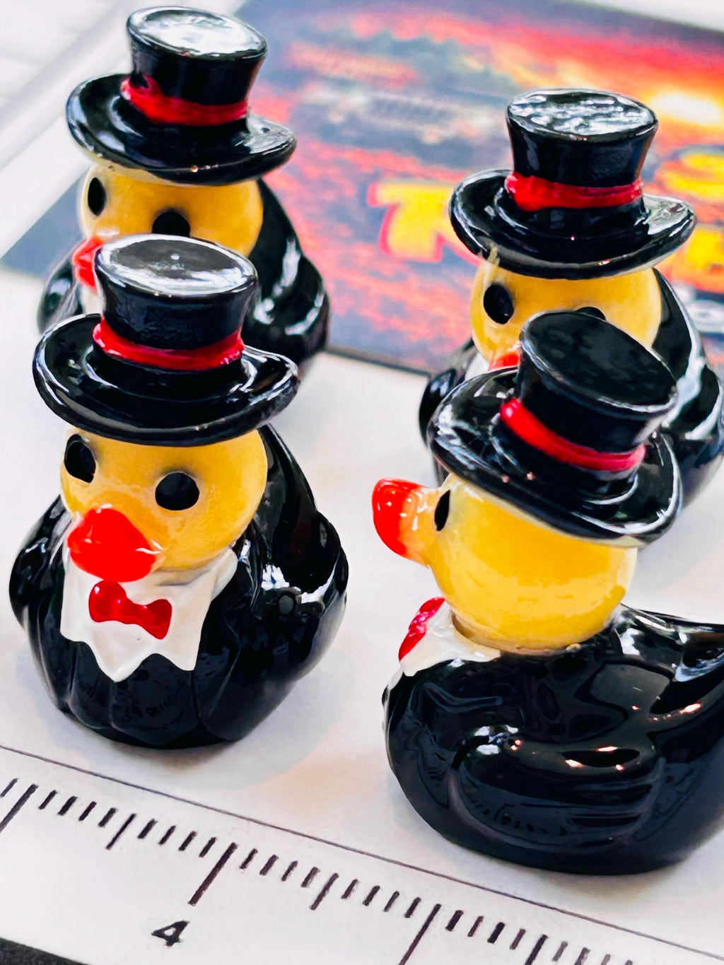 Set of 5, A Perfect Gentleman Themed Mini Resin Ducks, Magnetic or Non-Magnetic, Optional Personalized Duck Hiding Tags