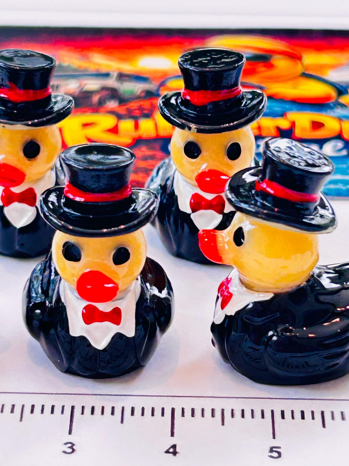 Set of 5, A Perfect Gentleman Themed Mini Resin Ducks, Magnetic or Non-Magnetic, Optional Personalized Duck Hiding Tags