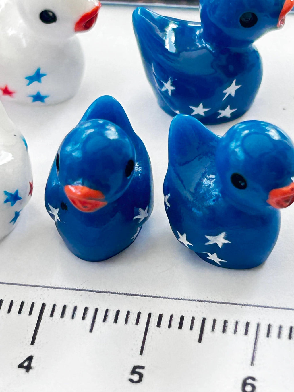 Set of 8, Patriotic Stars Themed Mini Resin Ducks, Magnetic or Non-Magnetic, Optional Personalized Duck Hiding Tags