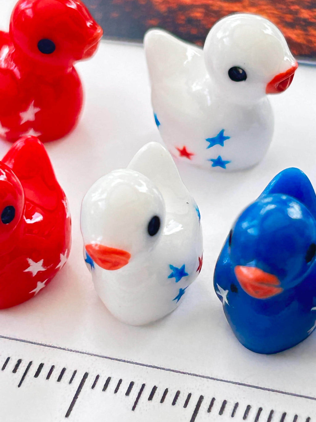 Set of 8, Patriotic Stars Themed Mini Resin Ducks, Magnetic or Non-Magnetic, Optional Personalized Duck Hiding Tags