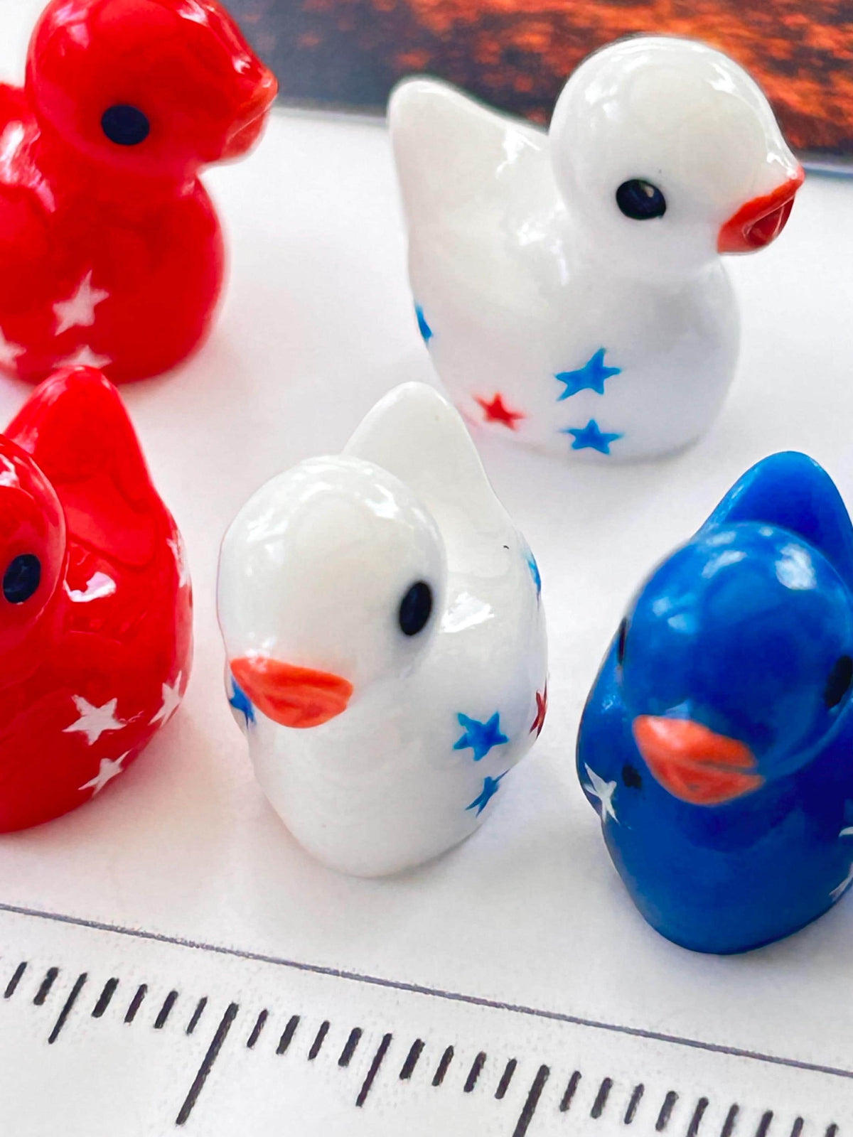Set of 8, Patriotic Stars Themed Mini Resin Ducks, Magnetic or Non-Magnetic, Optional Personalized Duck Hiding Tags