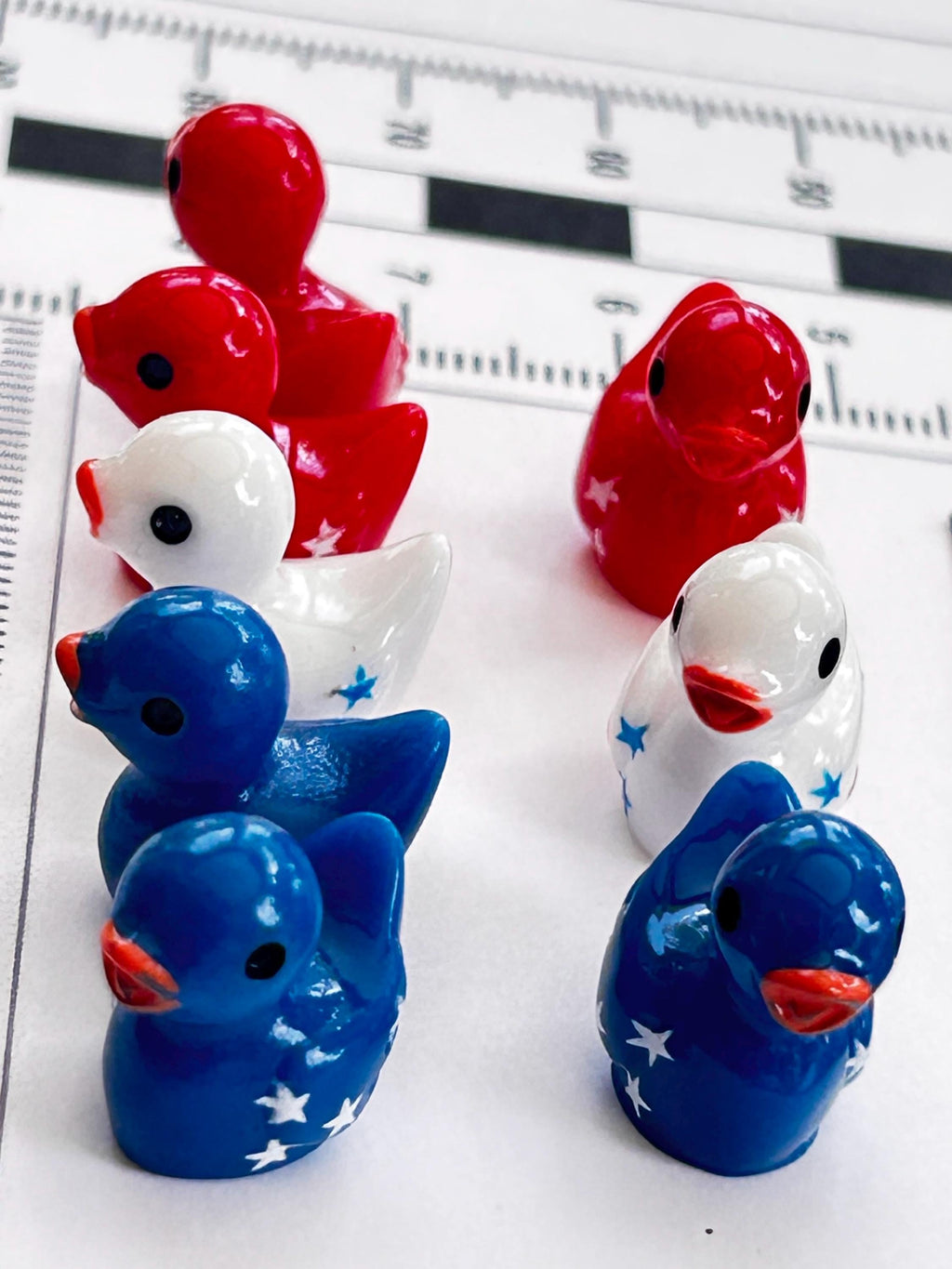 Set of 8, Patriotic Stars Themed Mini Resin Ducks, Magnetic or Non-Magnetic, Optional Personalized Duck Hiding Tags