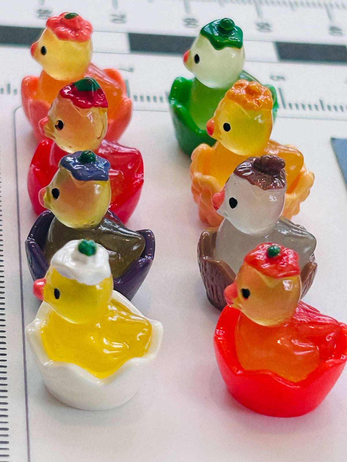 Set of 8, Fruit Themed Mini Resin Ducks, Magnetic or Non-Magnetic, Optional Personalized Duck Hiding Tags