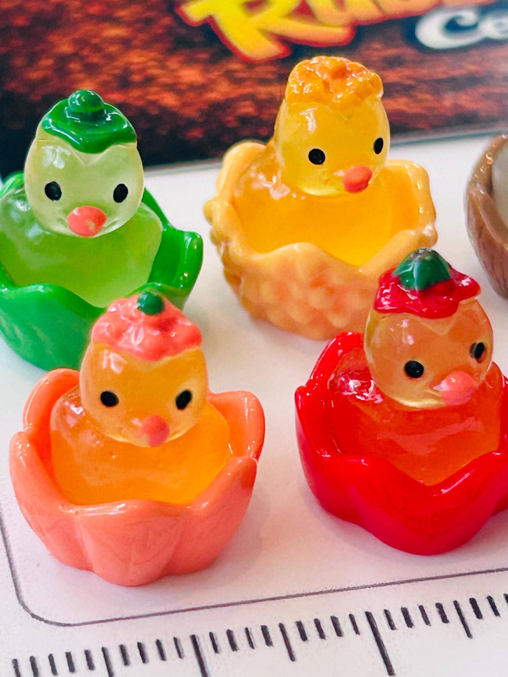 Set of 8, Fruit Themed Mini Resin Ducks, Magnetic or Non-Magnetic, Optional Personalized Duck Hiding Tags