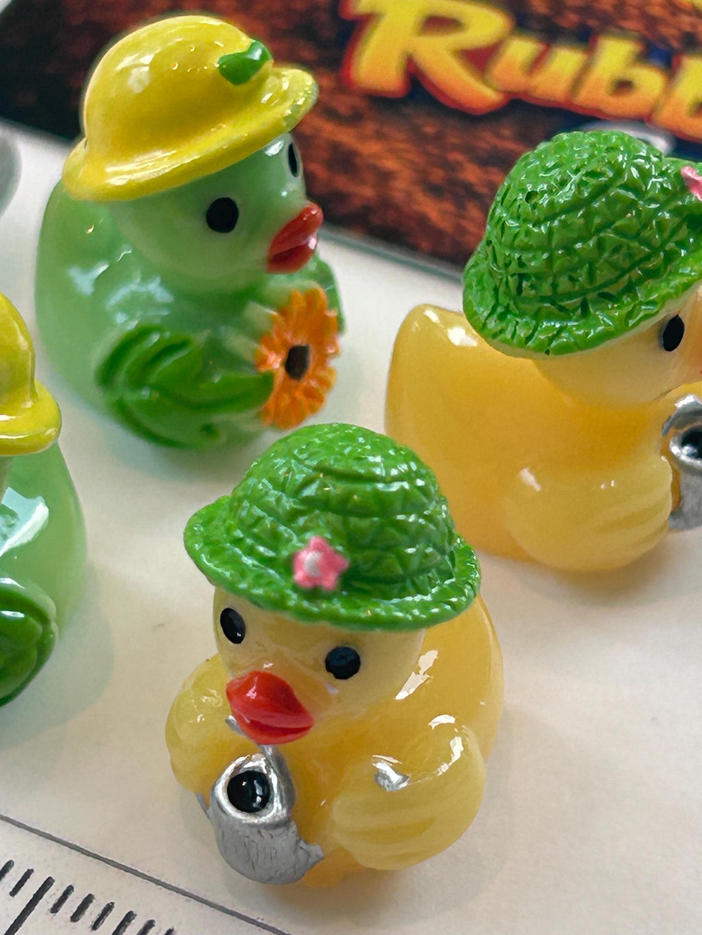 Set of 6, Flower Garden Themed Mini Resin Ducks, Magnetic or Non-Magnetic, Optional Personalized Duck Hiding Tags
