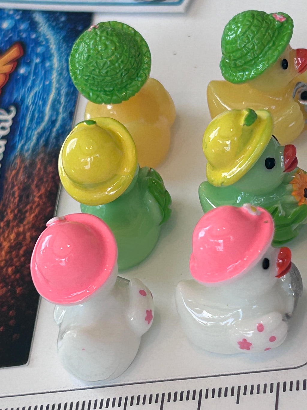 Set of 6, Flower Garden Themed Mini Resin Ducks, Magnetic or Non-Magnetic, Optional Personalized Duck Hiding Tags