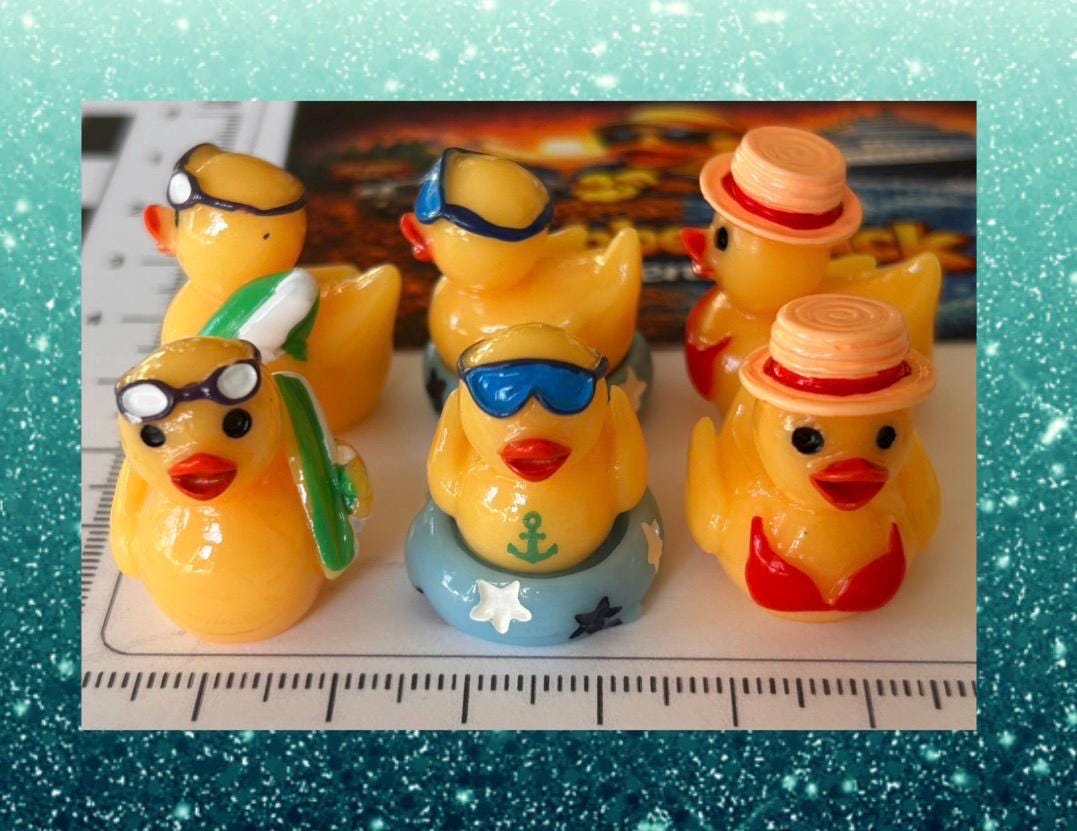 Set of 6, Pool Time Themed Mini Resin Ducks, Magnetic or Non-Magnetic, Optional Personalized Duck Hiding Tags