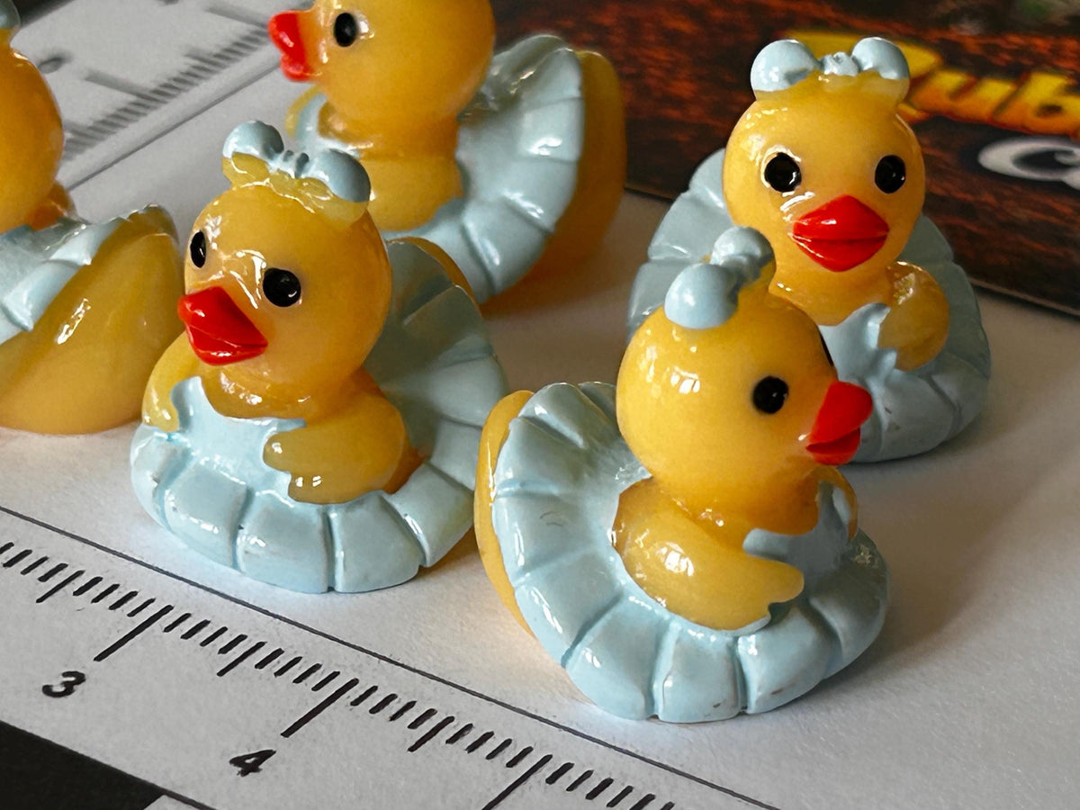 Set of 5, Blue Ballerina Themed Mini Resin Ducks, Magnetic or Non-Magnetic, Optional Personalized Duck Hiding Tags