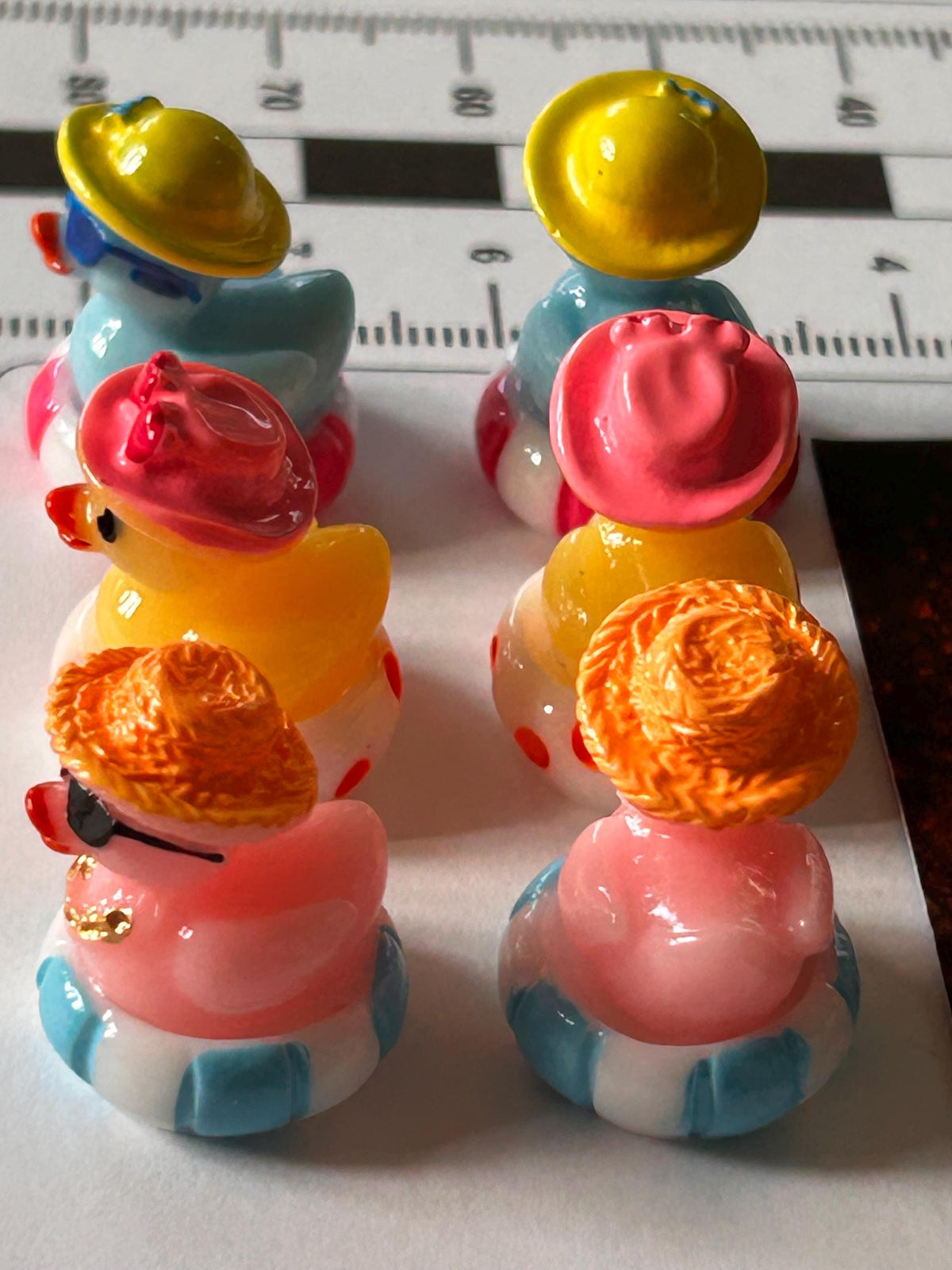 Set of 6, Colorful Pool Float Themed Mini Resin Ducks, Magnetic or Non-Magnetic, Optional Personalized Duck Hiding Tags