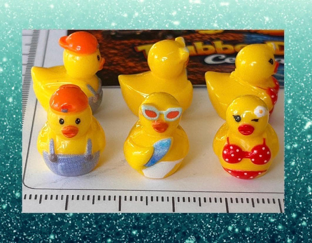 Set of 6, Beach Themed Mini Resin Ducks, Magnetic or Non-Magnetic, Optional Personalized Duck Hiding Tags
