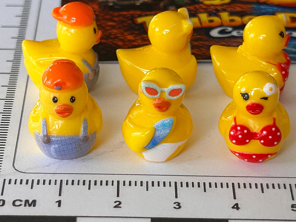 Set of 6, Beach Themed Mini Resin Ducks, Magnetic or Non-Magnetic, Optional Personalized Duck Hiding Tags