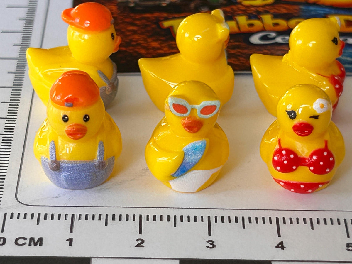 Set of 6, Beach Themed Mini Resin Ducks, Magnetic or Non-Magnetic, Optional Personalized Duck Hiding Tags