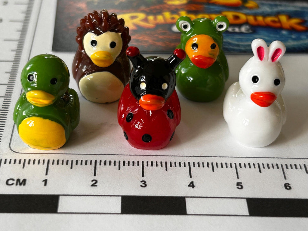Set of 5, Forest Animal Themed Mini Resin Ducks, Magnetic or Non-Magnetic, Optional Personalized Duck Hiding Tags