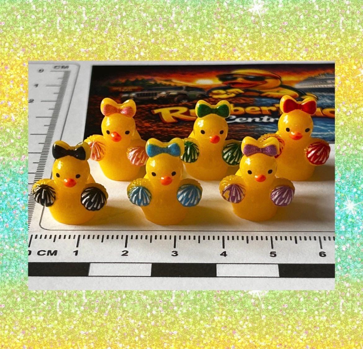 Set of 6, Cheerleader Themed Mini Resin Ducks, Magnetic or Non-Magnetic, Optional Personalized Duck Hiding Tags
