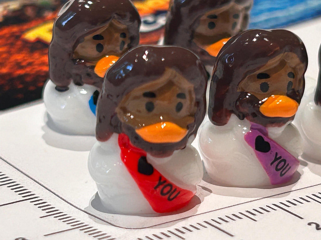 Set of 5, Brown “Jesus Lives You” Themed Mini Resin Ducks, Magnetic or Non-Magnetic, Optional Personalized Duck Hiding Tags