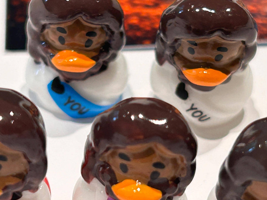 Set of 5, Brown “Jesus Lives You” Themed Mini Resin Ducks, Magnetic or Non-Magnetic, Optional Personalized Duck Hiding Tags