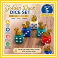 Golden mini resin duck dice set of 5 | lucky gold duck figurines on colorful dice | cruise ducks jeep ducks party favor décor
