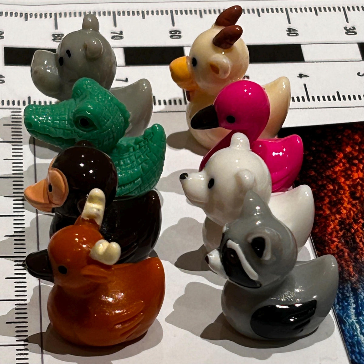Set of 8, Mixed Animal (Set 1) Themed Mini Resin Ducks, Magnetic or Non-Magnetic, Optional Personalized Duck Hiding Tags