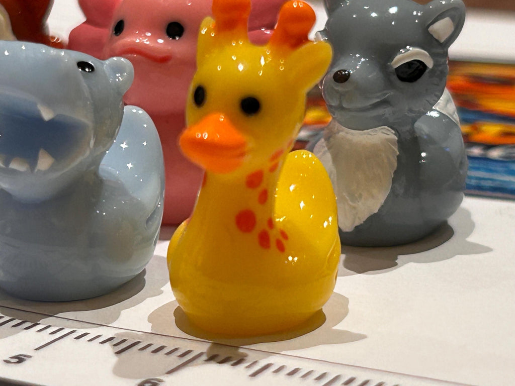 Set of 8, Mixed Animal (Set 2) Themed Mini Resin Ducks, Magnetic or Non-Magnetic, Optional Personalized Duck Hiding Tags