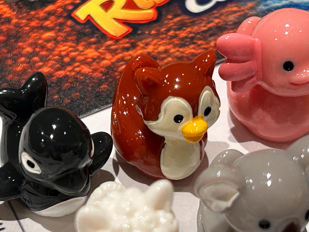 Set of 8, Mixed Animal (Set 2) Themed Mini Resin Ducks, Magnetic or Non-Magnetic, Optional Personalized Duck Hiding Tags