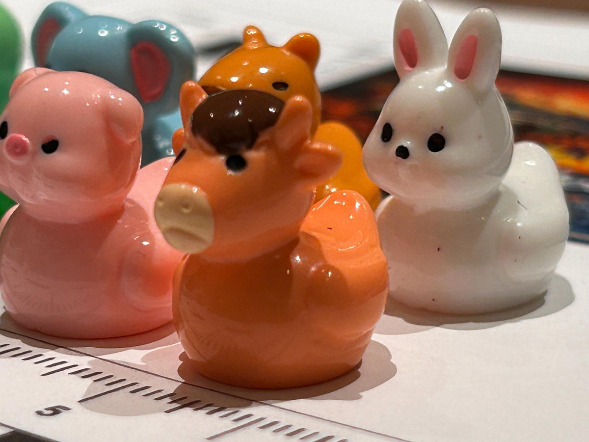 Set of 8, Mixed Animal (Set 3) Themed Mini Resin Ducks, Magnetic or Non-Magnetic, Optional Personalized Duck Hiding Tags