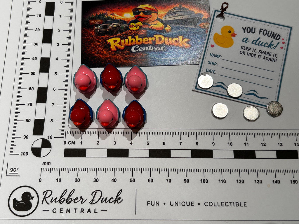 Set of 6, Spider Man and Woman Themed Mini Resin Ducks, Magnetic or Non-Magnetic, Optional Personalized Duck Hiding Tags