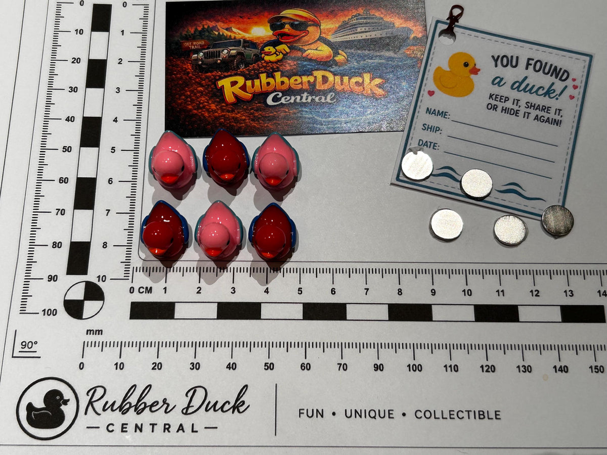 Set of 6, Spider Man and Woman Themed Mini Resin Ducks, Magnetic or Non-Magnetic, Optional Personalized Duck Hiding Tags