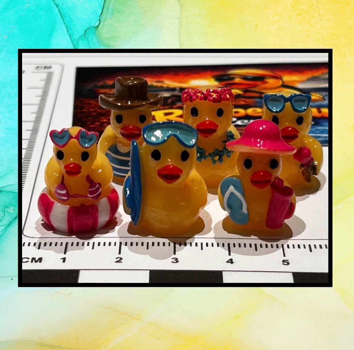 Set of 6, Vacation Time Fun Themed Mini Resin Ducks, Magnetic or Non-Magnetic, Optional Personalized Duck Hiding Tags