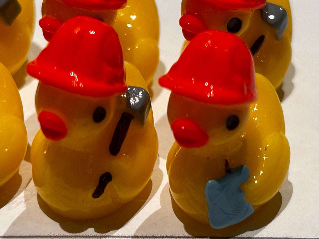 Set of 6 Construction Engineer Themed Mini Resin Ducks, Magnetic or Non-Magnetic, Optional Personalized Duck Hiding Tags