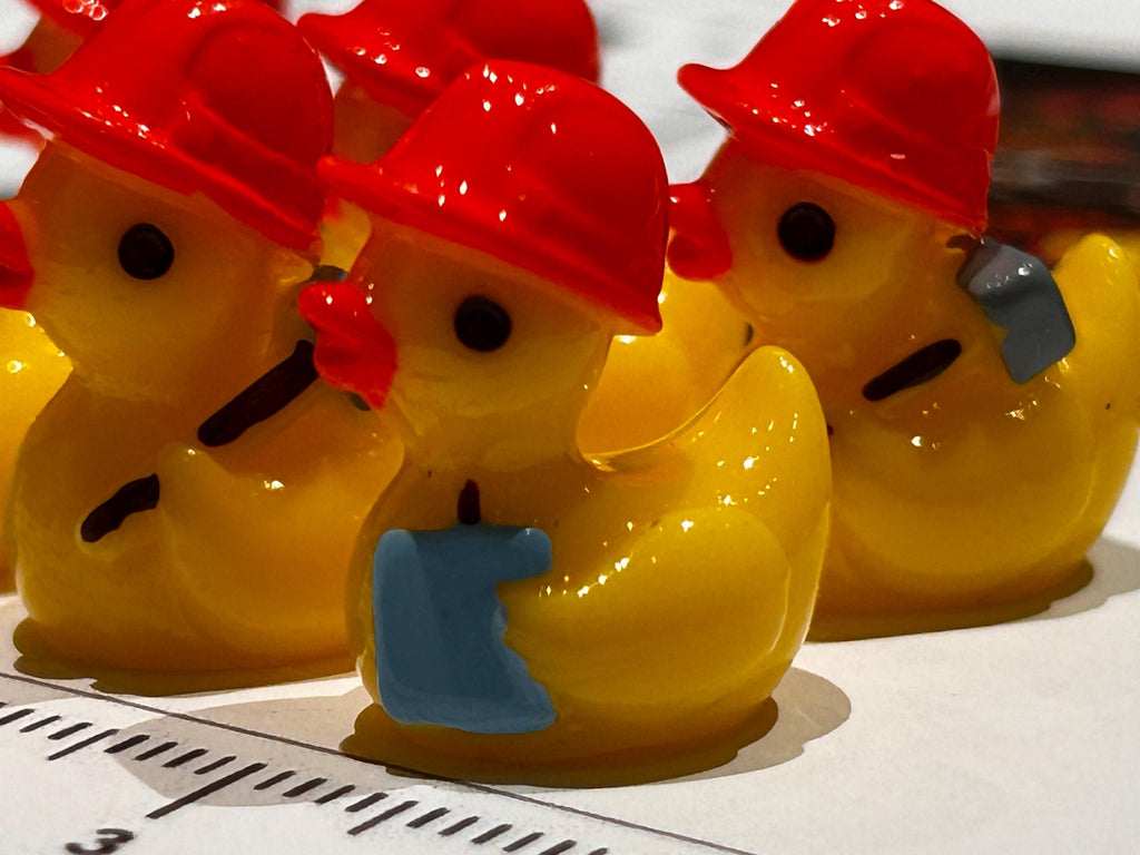 Set of 6 Construction Engineer Themed Mini Resin Ducks, Magnetic or Non-Magnetic, Optional Personalized Duck Hiding Tags