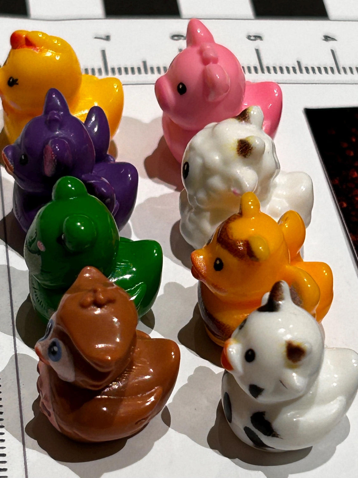 Set of 8, Mixed Animal (Set 4) Themed Mini Resin Ducks, Magnetic or Non-Magnetic, Optional Personalized Duck Hiding Tags