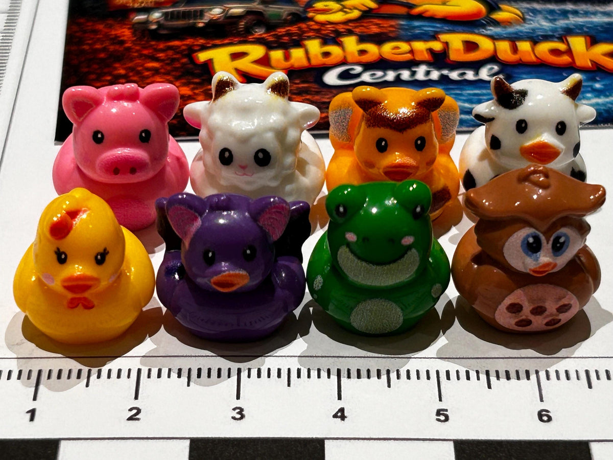 Set of 8, Mixed Animal (Set 4) Themed Mini Resin Ducks, Magnetic or Non-Magnetic, Optional Personalized Duck Hiding Tags