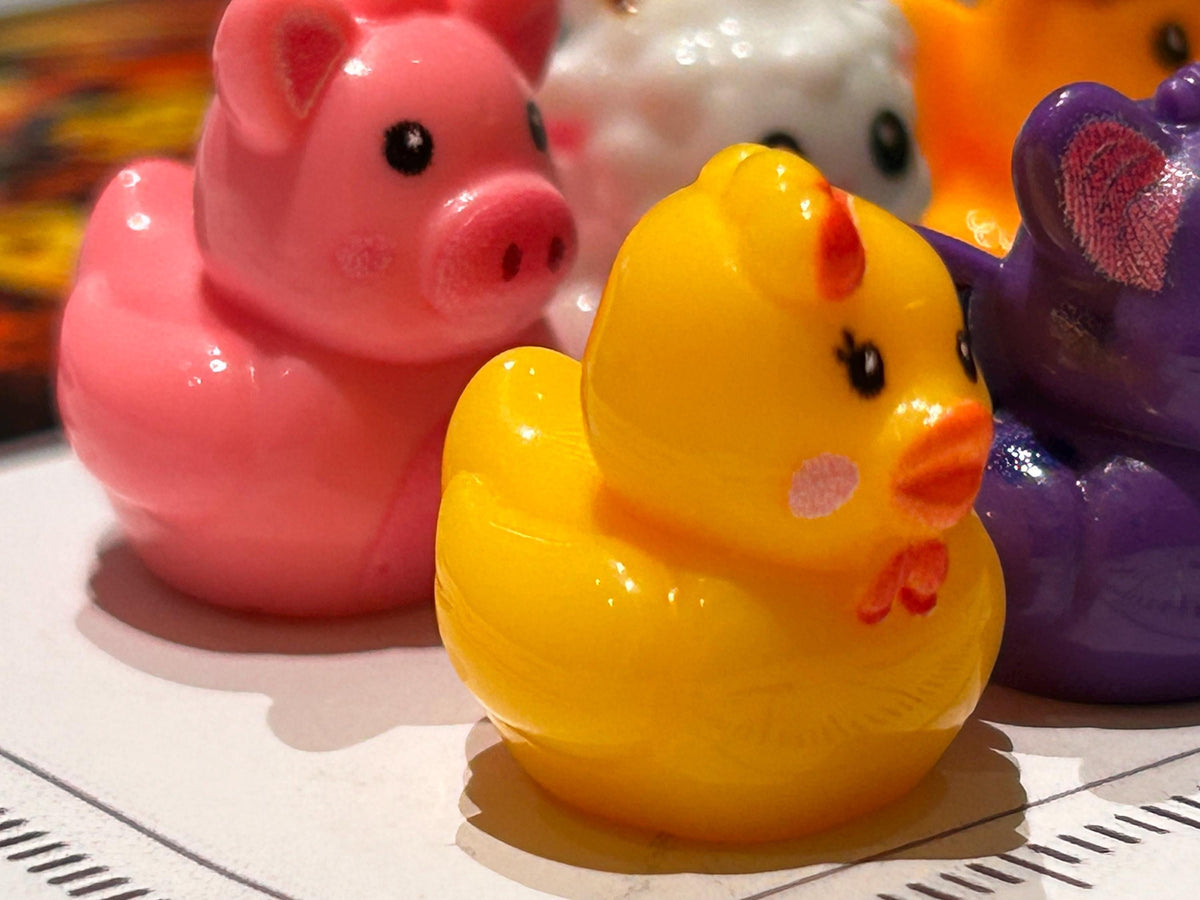 Set of 8, Mixed Animal (Set 4) Themed Mini Resin Ducks, Magnetic or Non-Magnetic, Optional Personalized Duck Hiding Tags