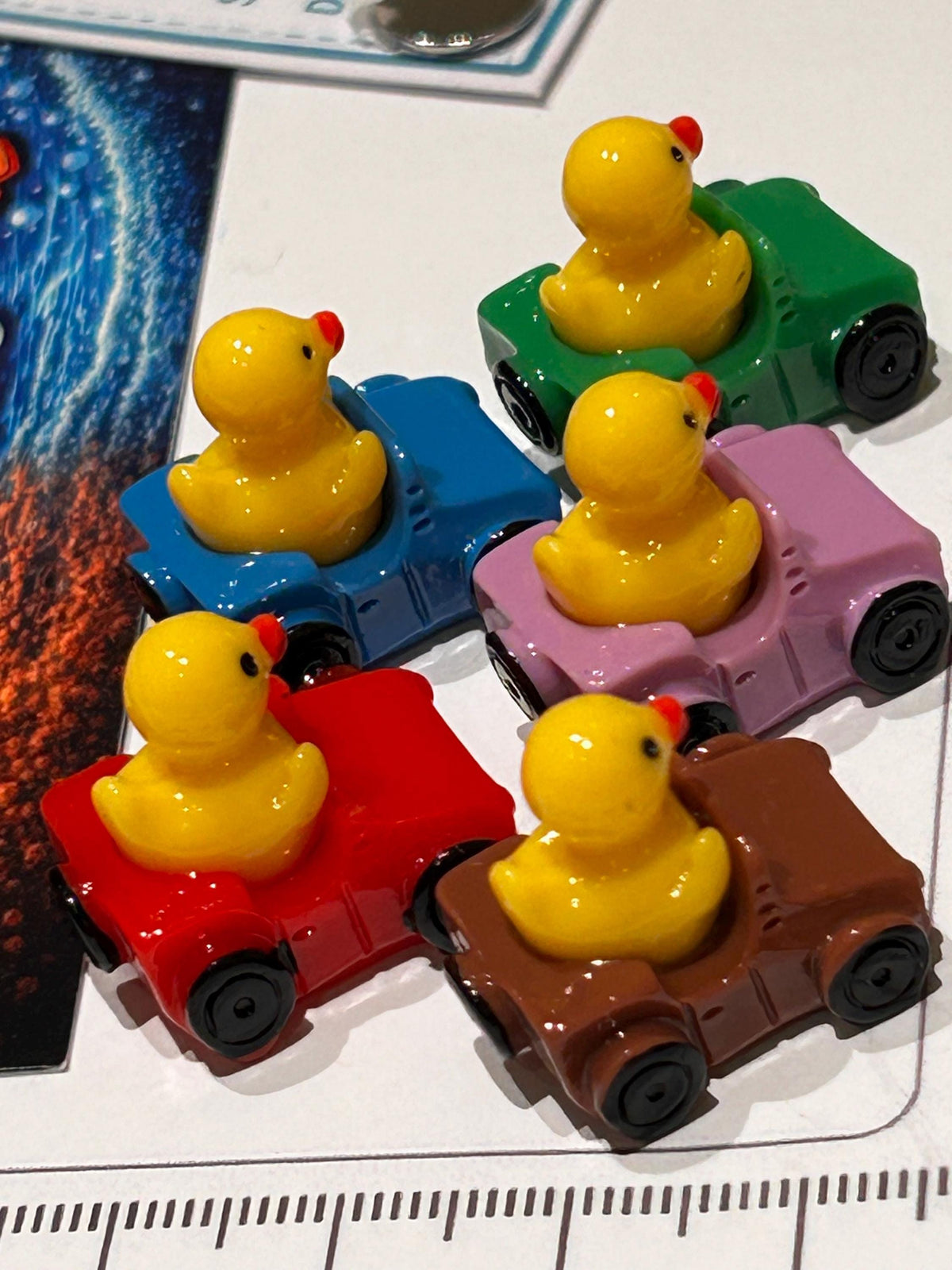 Set of 5, Ducks in Cars/Jeeps Themed Mini Resin Ducks, Magnetic or Non-Magnetic, Optional Personalized Duck Hiding Tags