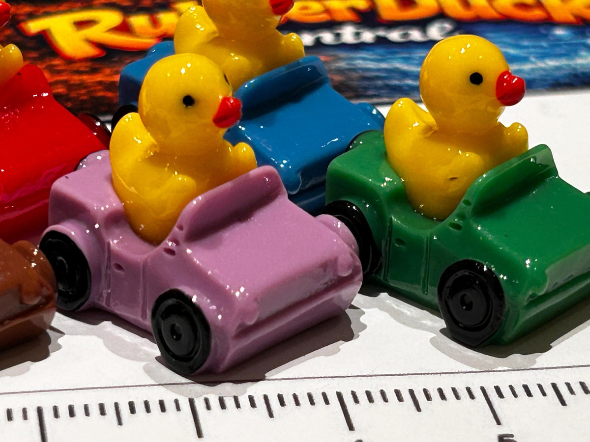 Set of 5, Ducks in Cars/Jeeps Themed Mini Resin Ducks, Magnetic or Non-Magnetic, Optional Personalized Duck Hiding Tags
