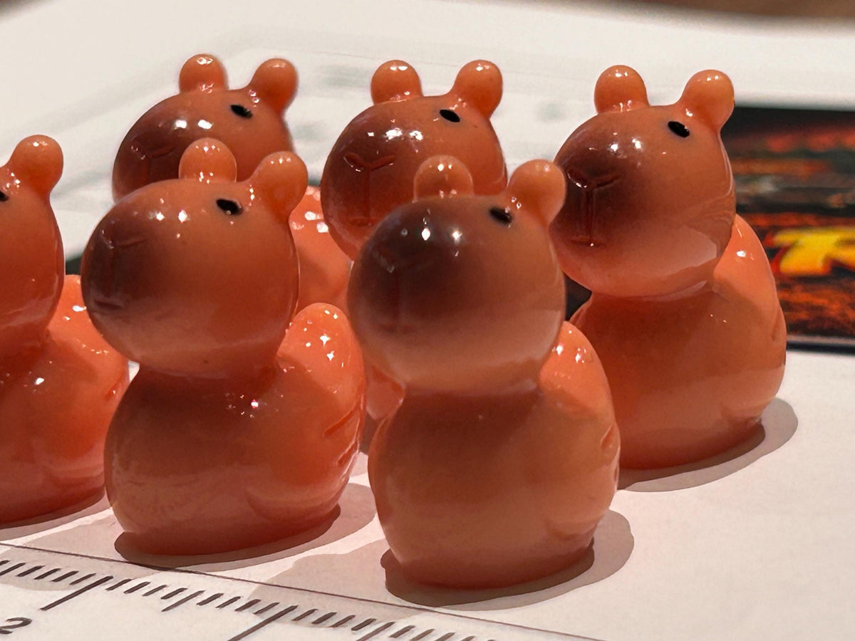 Set of 6, Capybara Themed Mini Resin Ducks, Magnetic or Non-Magnetic, Optional Personalized Duck Hiding Tags