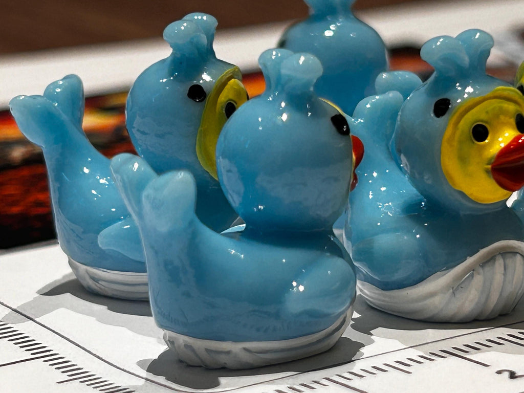 Set of 5, Whale Themed Mini Resin Ducks, Magnetic or Non-Magnetic, Optional Personalized Duck Hiding Tags